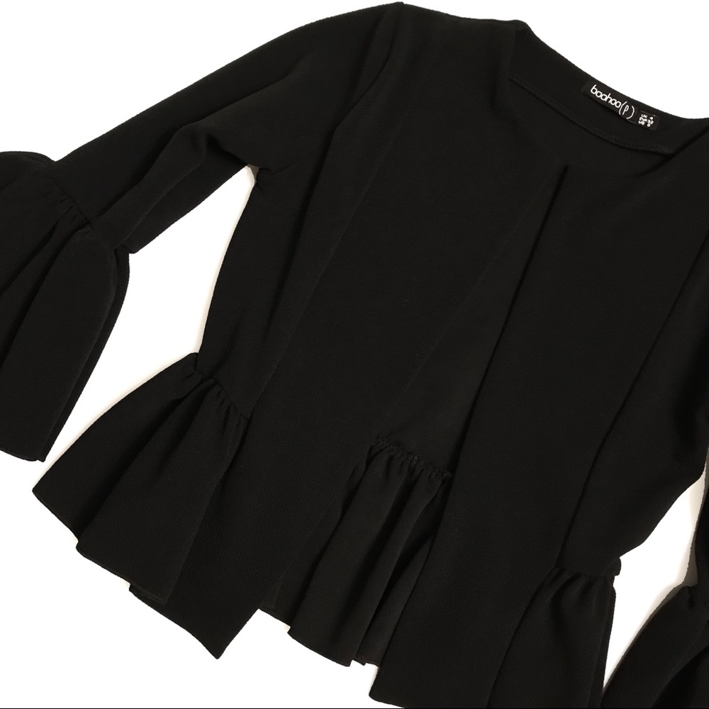 boohoo Black Lightweight Blazer with Bell Sleeves - Picture 6 of 12